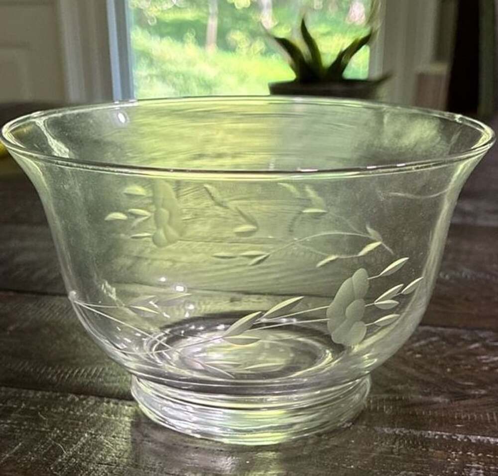 Princess House Heritage Revere Bowl 6 Inches Etched Crystal Floral